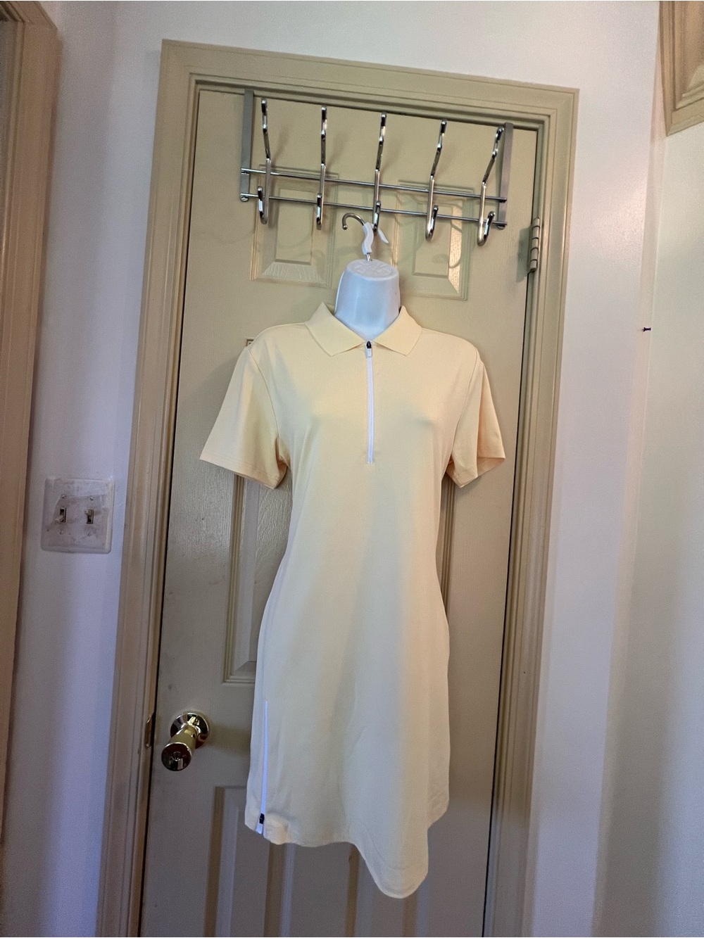 Short Sleeve Polo Dress in Light Yellow